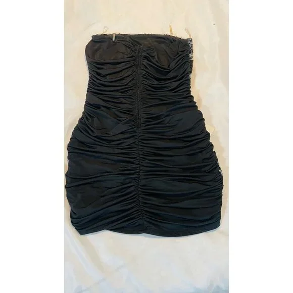Strapless Black Ruched Mini Dress Women Sequins Size M Speechless Partywear - Picture 4 of 16